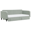 daybed med udtræk og skuffer 100x200 cm velour lysegrå