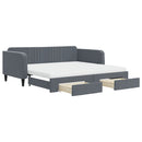 daybed med udtræk og skuffer 100x200 cm velour mørkegrå
