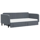 daybed med udtræk og skuffer 100x200 cm velour mørkegrå