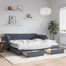 daybed med udtræk og skuffer 100x200 cm velour mørkegrå