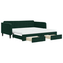 daybed med udtræk og skuffer 100x200 cm velour mørkegrøn