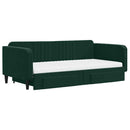 daybed med udtræk og skuffer 100x200 cm velour mørkegrøn