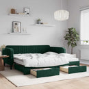 daybed med udtræk og skuffer 100x200 cm velour mørkegrøn