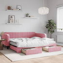 daybed med udtræk og skuffer 100x200 cm velour lyserød