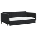 daybed med udtræk og skuffer 100x200 cm velour sort