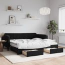 daybed med udtræk og skuffer 100x200 cm velour sort