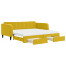 daybed med udtræk og skuffer 100x200 cm velour gul
