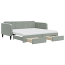 daybed med udtræk og skuffer 90x190 cm velour lysegrå