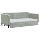 daybed med udtræk og skuffer 90x190 cm velour lysegrå