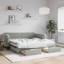 daybed med udtræk og skuffer 90x190 cm velour lysegrå