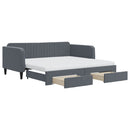 daybed med udtræk og skuffer 90x190 cm velour mørkegrå