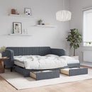 daybed med udtræk og skuffer 90x190 cm velour mørkegrå