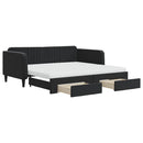 daybed med udtræk og skuffer 90x190 cm velour sort