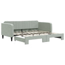 daybed med udtræk 100x190 cm velour lysegrå