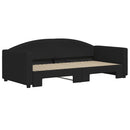 daybed med udtræk 90x190 cm stof sort