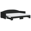 daybed med udtræk og madras 80x200 cm stof sort