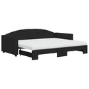 daybed med udtræk og madras 90x200 cm stof sort