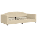 daybed med udtræk og madras 90x200 cm stof cremefarvet