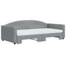 daybed med udtræk og madras 100x200 cm stof lysegrå
