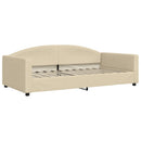 daybed med udtræk og madras 100x200 cm stof cremefarvet