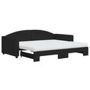 daybed med udtræk og madras 90x190 cm stof sort