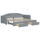 daybed med udtræk og skuffer 80x200 cm stof lysegrå