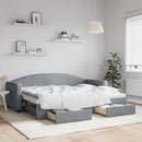 daybed med udtræk og skuffer 80x200 cm stof lysegrå
