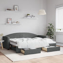 daybed med udtræk og skuffer 80x200 cm stof mørkegrå