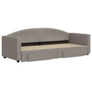 daybed med udtræk og skuffer 80x200 cm stof gråbrun