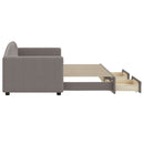 daybed med udtræk og skuffer 80x200 cm stof gråbrun