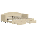 daybed med udtræk og skuffer 80x200 cm stof cremefarvet