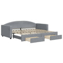 daybed med udtræk og skuffer 90x200 cm stof lysegrå