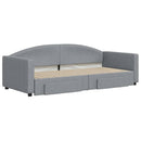 daybed med udtræk og skuffer 90x200 cm stof lysegrå