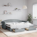 daybed med udtræk og skuffer 90x200 cm stof lysegrå