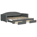 daybed med udtræk og skuffer 90x200 cm stof mørkegrå