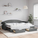 daybed med udtræk og skuffer 90x200 cm stof mørkegrå