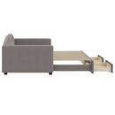 daybed med udtræk og skuffer 90x200 cm stof gråbrun