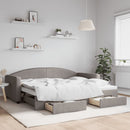 daybed med udtræk og skuffer 90x200 cm stof gråbrun