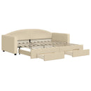 daybed med udtræk og skuffer 90x200 cm stof cremefarvet