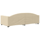 daybed med udtræk og skuffer 90x200 cm stof cremefarvet