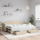 daybed med udtræk og skuffer 90x200 cm stof cremefarvet