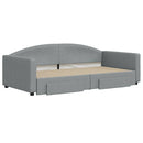 daybed med udtræk og skuffer 100x200 cm stof lysegrå