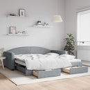 daybed med udtræk og skuffer 100x200 cm stof lysegrå