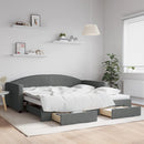 daybed med udtræk og skuffer 100x200 cm stof mørkegrå