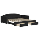 daybed med udtræk og skuffer 100x200 cm stof sort