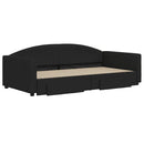 daybed med udtræk og skuffer 100x200 cm stof sort