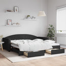 daybed med udtræk og skuffer 100x200 cm stof sort