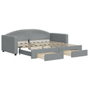 daybed med udtræk og skuffer 90x190 cm stof lysegrå