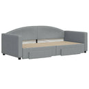 daybed med udtræk og skuffer 90x190 cm stof lysegrå