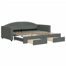 daybed med udtræk og skuffer 90x190 cm stof mørkegrå
